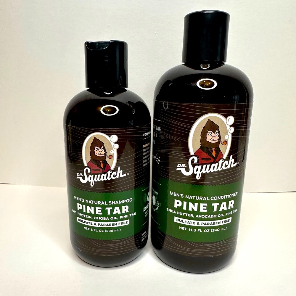 NEW, Dr. Squatch Pine Tar Hair Shampoo and Conditioner Natural Shampoo for Men